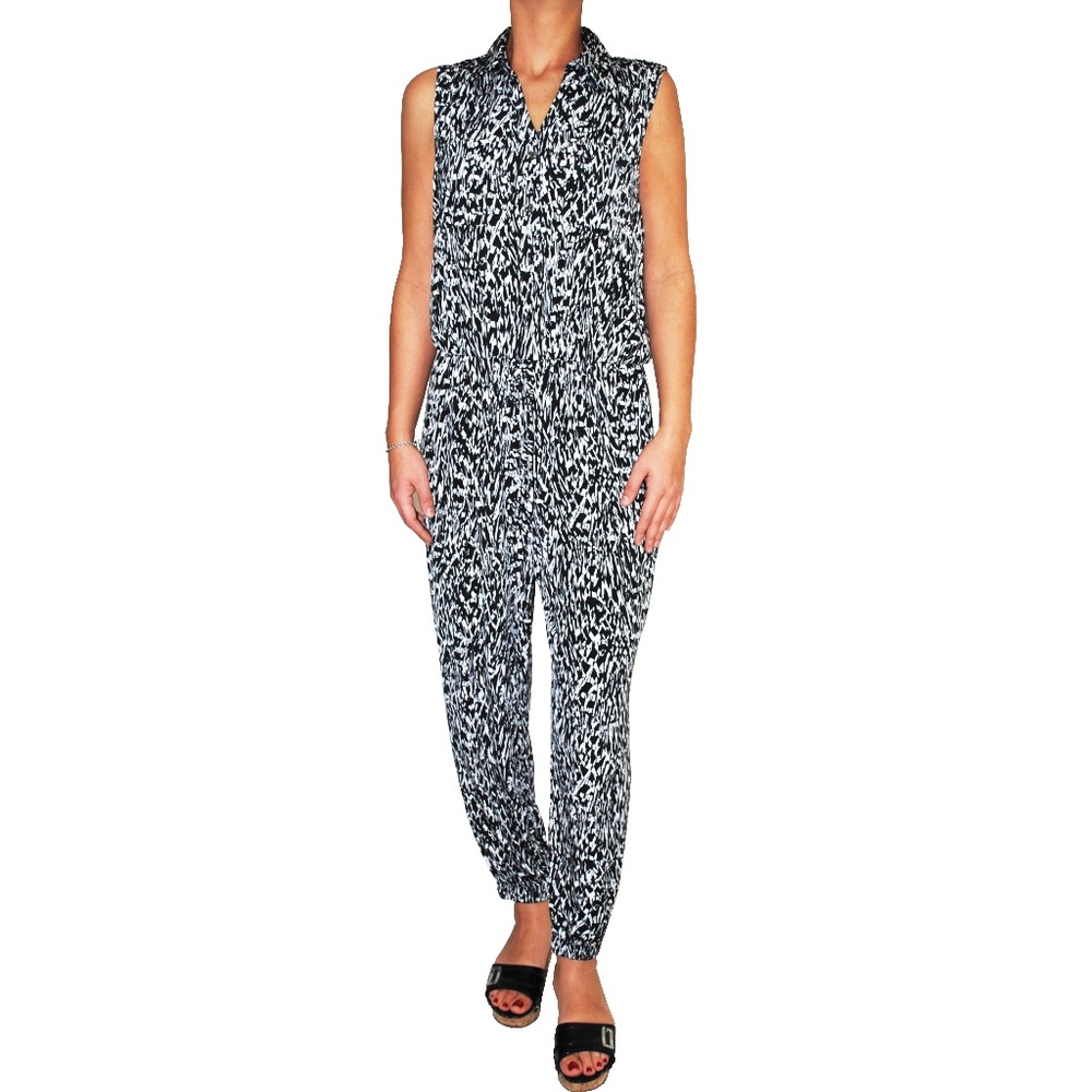 Alfani  Printed Drawstring  Sleeveless Jumpsuit, M